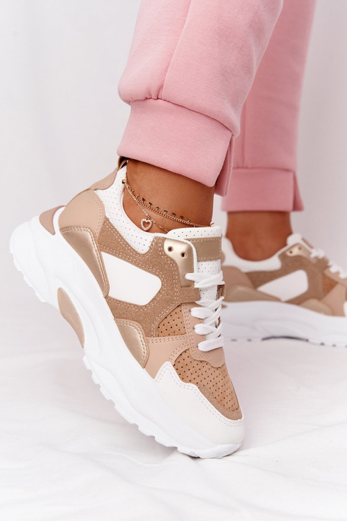 Damskie Sneakersy Na Dużej Podeszwie Beżowe Yolo