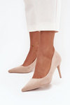 Women's heels made of eco suede beige Elvessa