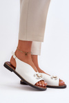 Women's Flat Heeled Sandals with White Ornament Loraeleh