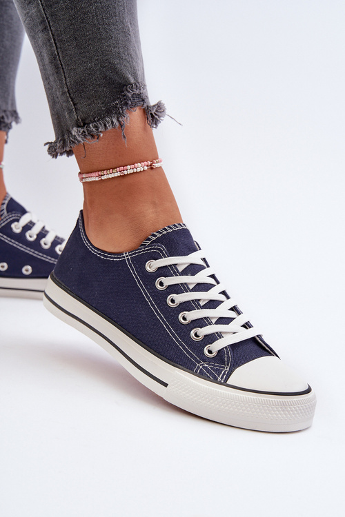 Trampki Klasyczne Niskie Damskie Granatowe Caelira B-806