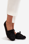 Women's moccasins with fringes and bow black Olivianne