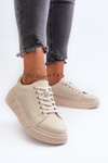 Women's Leather Platform Sneakers Beige Gatira
