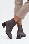 Women's boots from natural suede with heel lined Vinceza 66806 Gray