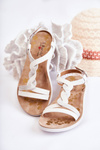 Children's Leather Sandals With Buckle White Dimmel