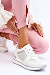 Leather Low Wedge Sports Shoes White Braylen