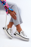 Sneakersy Skórzane Lakierowane Damskie Białe D&A LR535