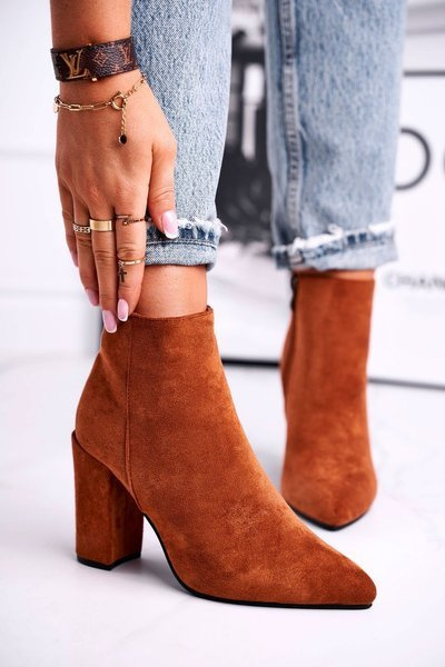 Women’s Boots On Heel Suede Camel Sharks