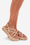 Women's Platform Sandals With Straps Beige Filamira