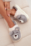 Furry slippers with bear motif gray Galine