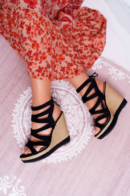 Women's Sandals Strap Heel Black Liluena