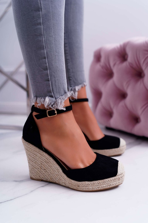 Women's Platform Sandals Flax Black Tammaris