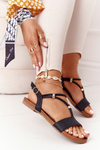 Leather Sandals With Black Cubic Zirconia Melly