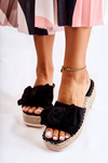 Women's Slippers On A Wedge With A Bow Black Tayla