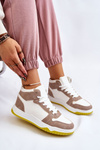 High Women's Sport Shoes Sneakers White and Beige Rumor