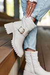 Leather Buckle-Fastened Insulated Boots Beige  Osonia