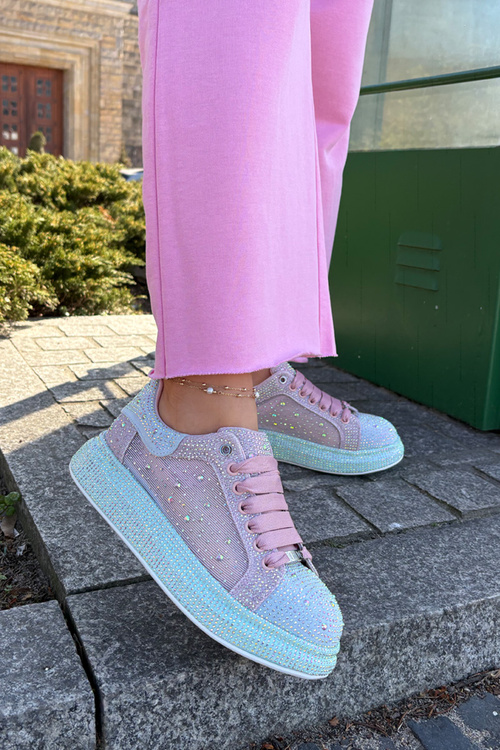 Sneakersy Damskie Na Platformie Zdobione Multikolor GOE RR2N4009