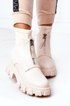 Women's Platform Boots With A Zipper Beige Cheers
