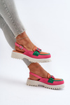 Women's Flat Heel Sandals with Orange Decoration D&A MR38-656