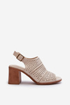 Openwork Sandals Sergio Leone SK872 Beige-Gold