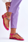 Suede Flip Flops With Stones Pink Frency
