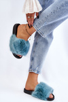 Women's Fur Slides Turquoise Kennet