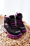 Children's Insulated Snow Boots Velcro Black and Pink Tannis