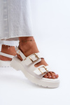 Women's Sandals with Buckles Eco Leather White Konanttia