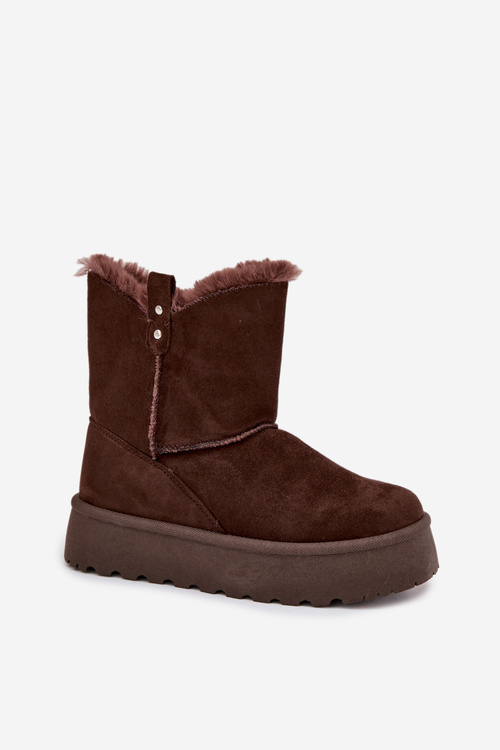 Women's Snow Boots On Platform With Fur Chocolate Evelira