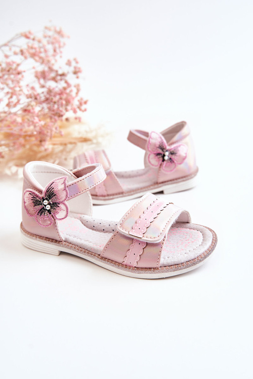 Sandały Dziecięce Ozdobny Motylek Różowe Nicoll