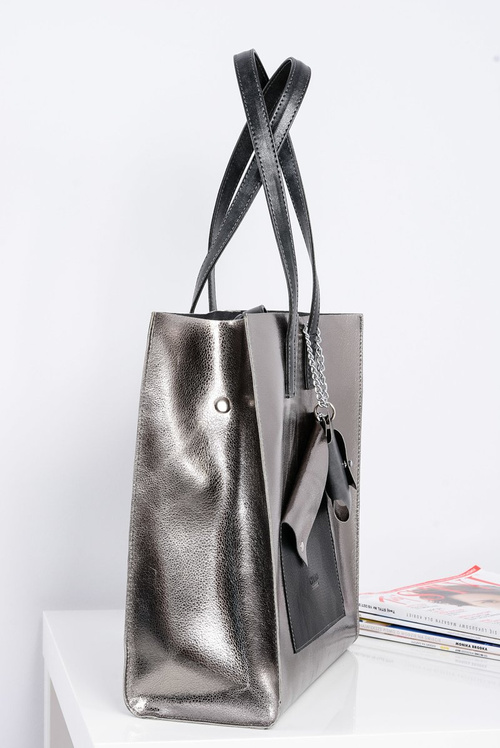 Large Silver Women's Shopper Handbag + Smaller Purse