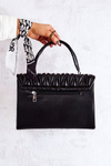Quilted Letterman Handbag Black Roselyn 