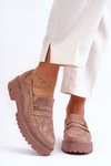 Suede Moccasins With Ornamentation Brown Esperta