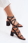 Leather Women's Sandals With Straps On A Heel Maciejka 06969-01 Black