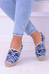 Lu Boo | Damskie Wsuwane Niebieskie Lniane Espadryle Aztec Bimbi