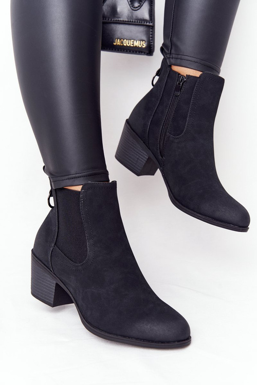 Women's Insulated Chelsea Boots On A Block Heel Black Trinity