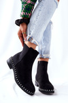 Suede Slipper Boots with Pearls Black Jilanna
