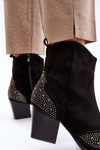 Women's Embellished Cowboy Boots On Heel Black Eleduana