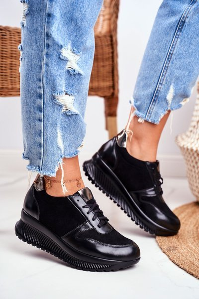 Women’s Sport Shoes Leather Black Gianna