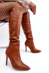 Women's Heeled Boots Above the Knee Brown Sirenpha