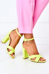 Stiletto Suede Sandals Neon Yellow Destino