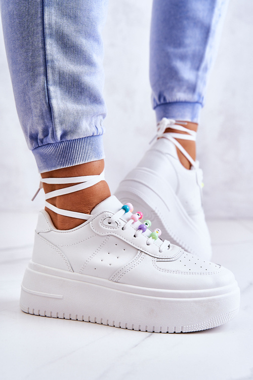 Women's Tied Sports Shoes Sneakers White Manila