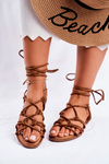 Women's Sandals Laced Camel Negros