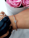 Women's Steel Bracelet Zirconia Crystal Pink Gold Quento