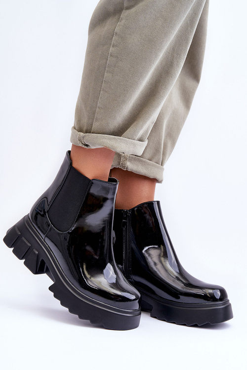 Slip-on Rubber Boots Jodhpur Boots Black Carme