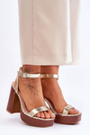 Leather Sandals On A Chunky Platform gold Marina