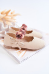Children's Ballerinas With Velcro Flowers Light Beige Caitlin