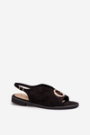 Elegant Women's Sandals with Eco Suede Decoration S.Barski KV27-058 Black