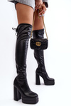 Women's Over the Knee Platform Boots with High Heel Black Yoge