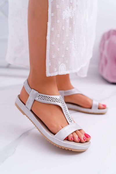 Women's Flat Sandals Silver S.Barski Emente