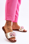 Leather Women's Slippers With Decoration Nicole 2726/064 Golden